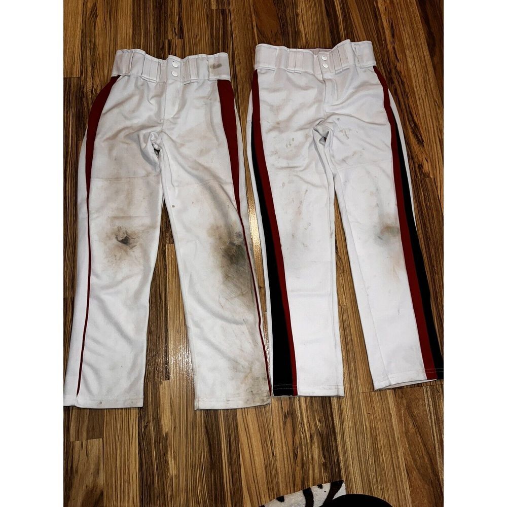 Augusta Baseball Pants White Gray Youth M Medium Has Stains Lot of 2